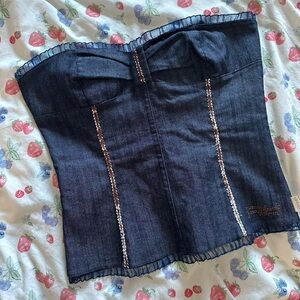 Vintage reworked Corset Top with Lace Trim